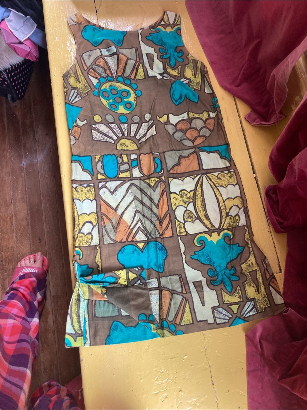 Vintage tiki style geometric print sundress - Picture 4 of 6